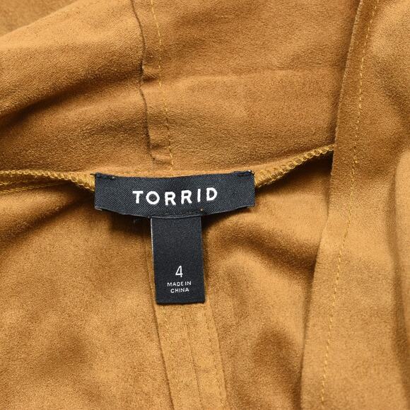 Torrid Women Open Cardigan Blazer Solid Polyester Brown Plus Size 4 Faux Suede - Picture 7 of 8